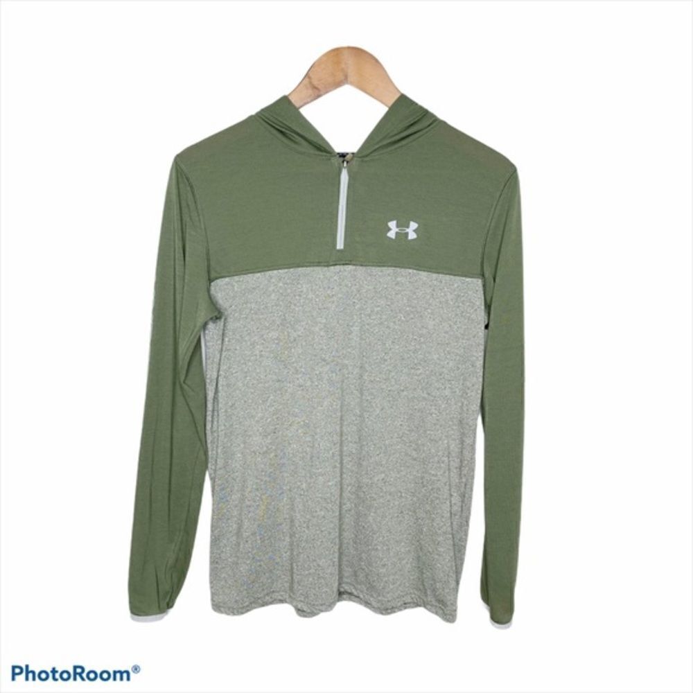 Under Armour Green Gray 1/4 Zip Hoodie YXL